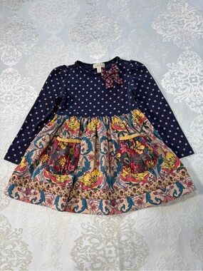 Matilda Jane Rowan Friends Forever Long Sleeve Polka Dot Puff Sleeve Dress 2T
